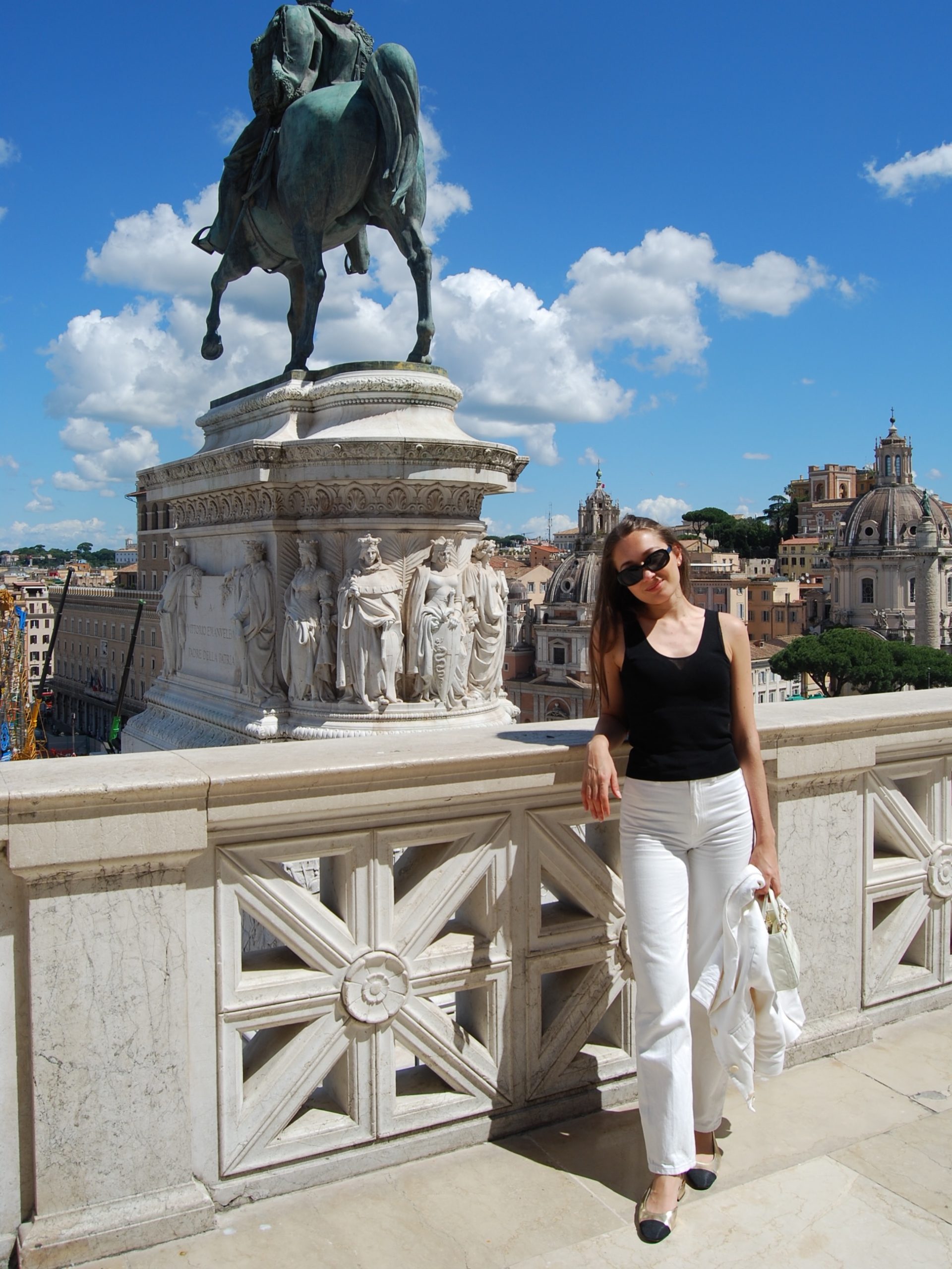 Black Tank, White Trousers, and a Roman View: Minimal Travel Dressing Done Right
